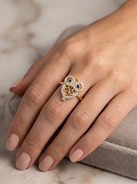 Anillo de oro 10k diseño de lechuza Mod 5525