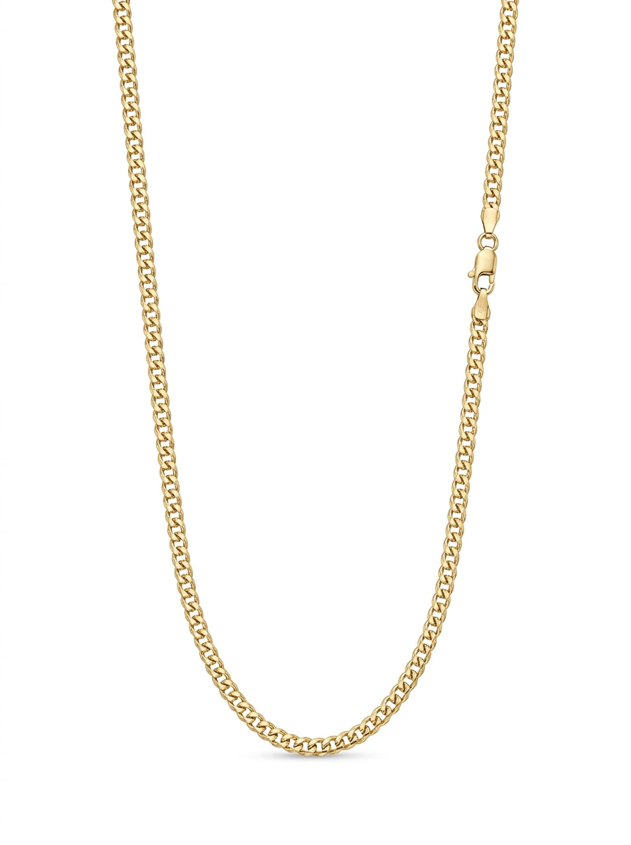 Cadena de oro 14k tejido cubano hueco mod 5822 - 3 mm