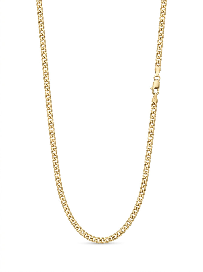 Cadena de oro 14k tejido cubano hueco mod 5822 - 3 mm