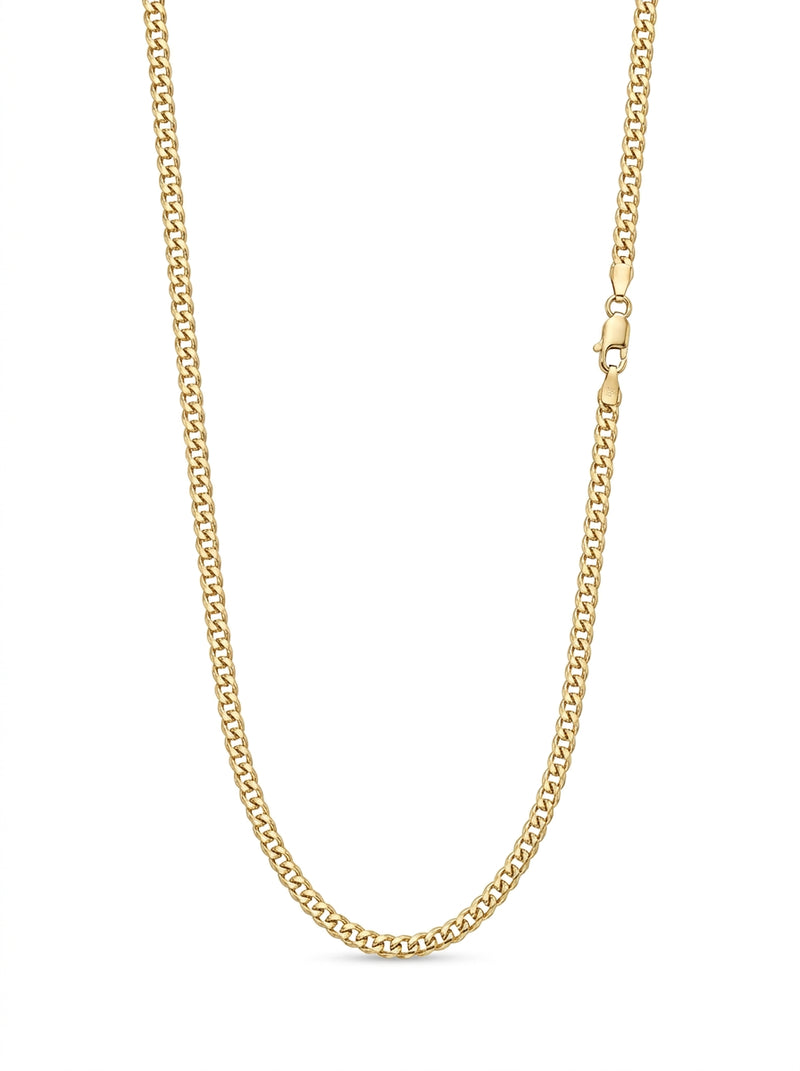 Cadena de oro 14k tejido cubano hueco mod 5822 - 3 mm