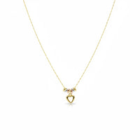 Gargantilla de oro 14k de aros de la suerte con silueta de corazón