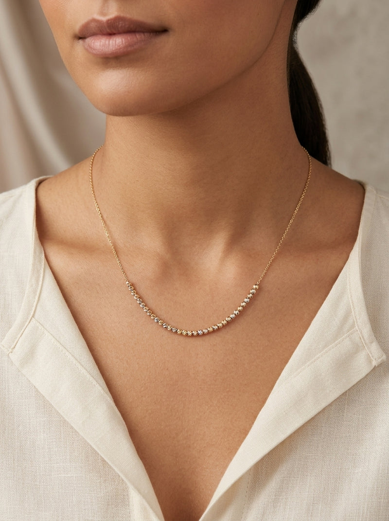 Gargantilla de oro 10k diseño de bolitas florentinas Mod 5695 - 45 cm