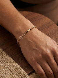 Pulsera de oro 14k tejido ancla hueca Mod 5945 - 18cm x 3mm