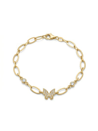 Pulsera de oro 14k diseño de mariposa Mod LM5374 - 18 cm