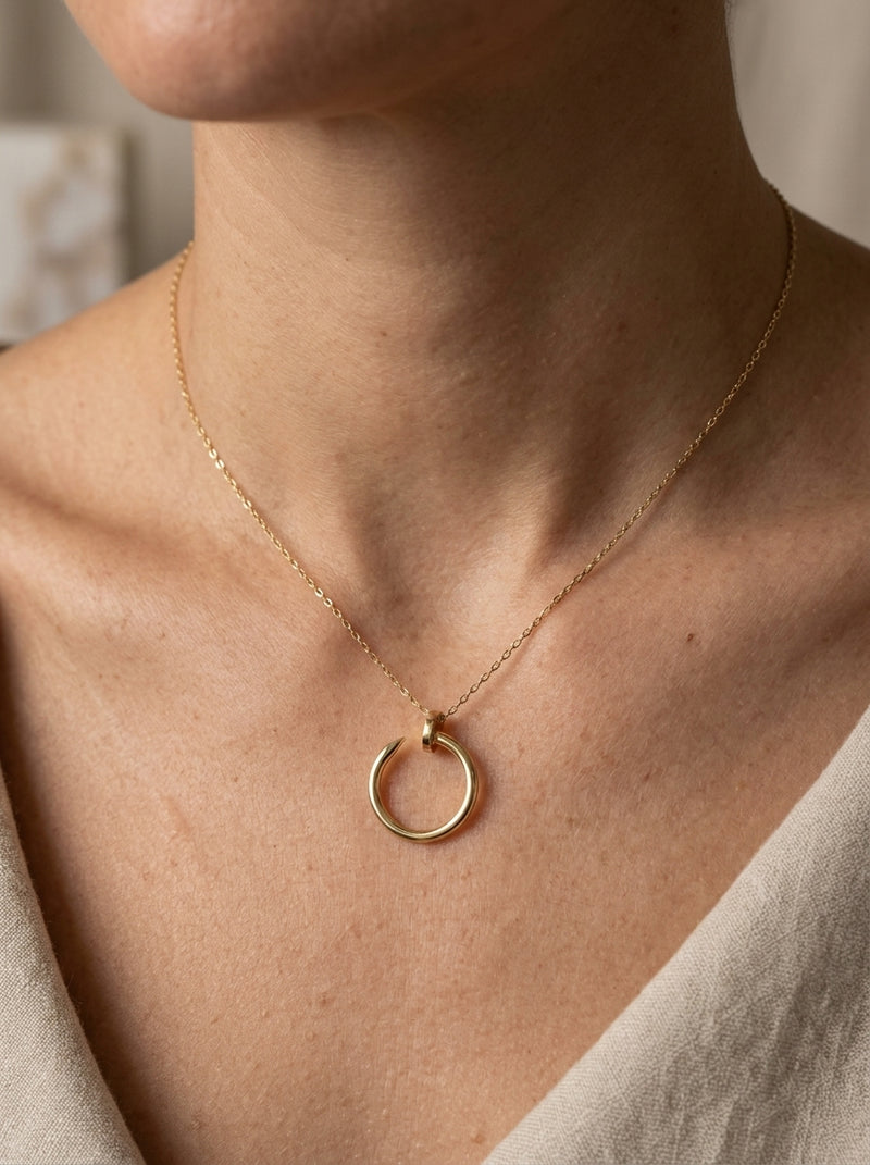 Gargantilla de oro 14k diseño clavo tipo diseñador Mod 5847 - 45 cm