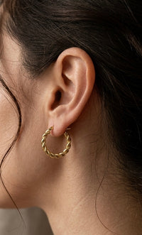 Arracadas ovaladas trenzadas en oro 14k LM5078 - 2.5 cm