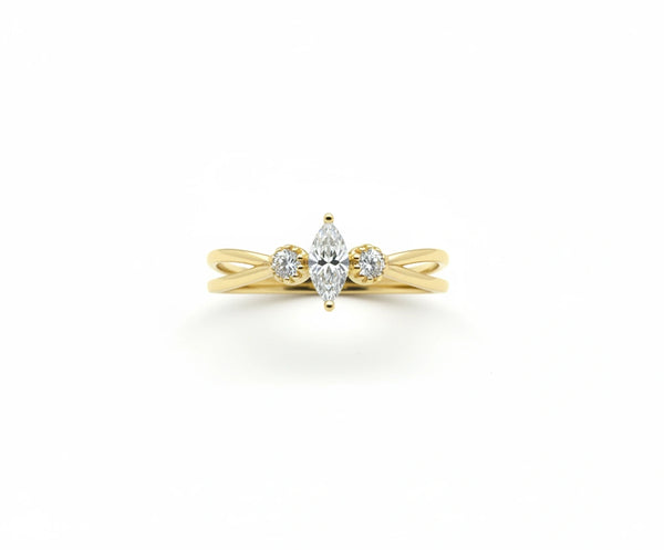Anillo doble de oro 14k con circonias