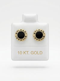 Broquel delgado de oro 10k tipo diseñador esmaltado(de bolitas) LM5490