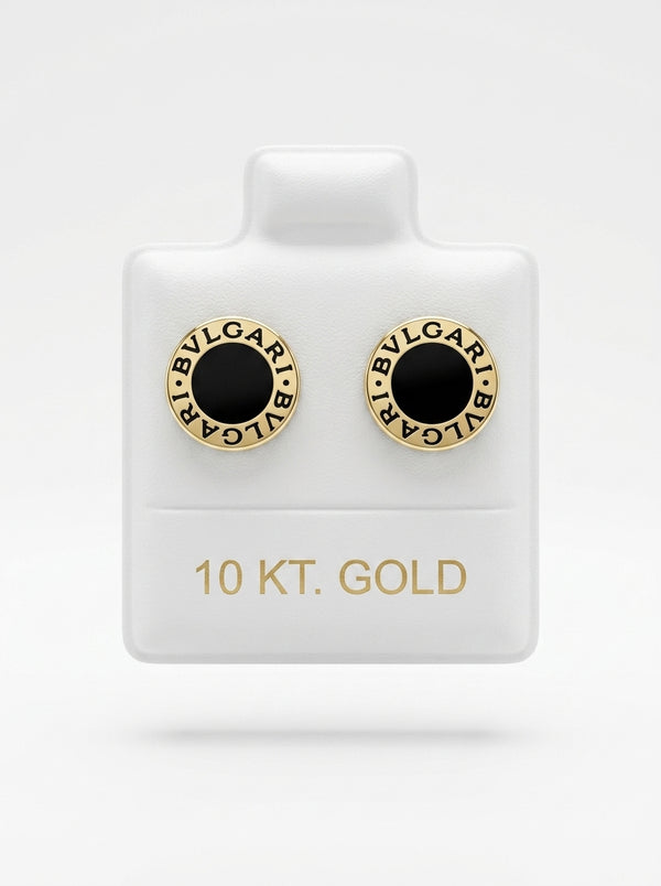 Broquel delgado de oro 10k tipo diseñador esmaltado(de bolitas) LM5490