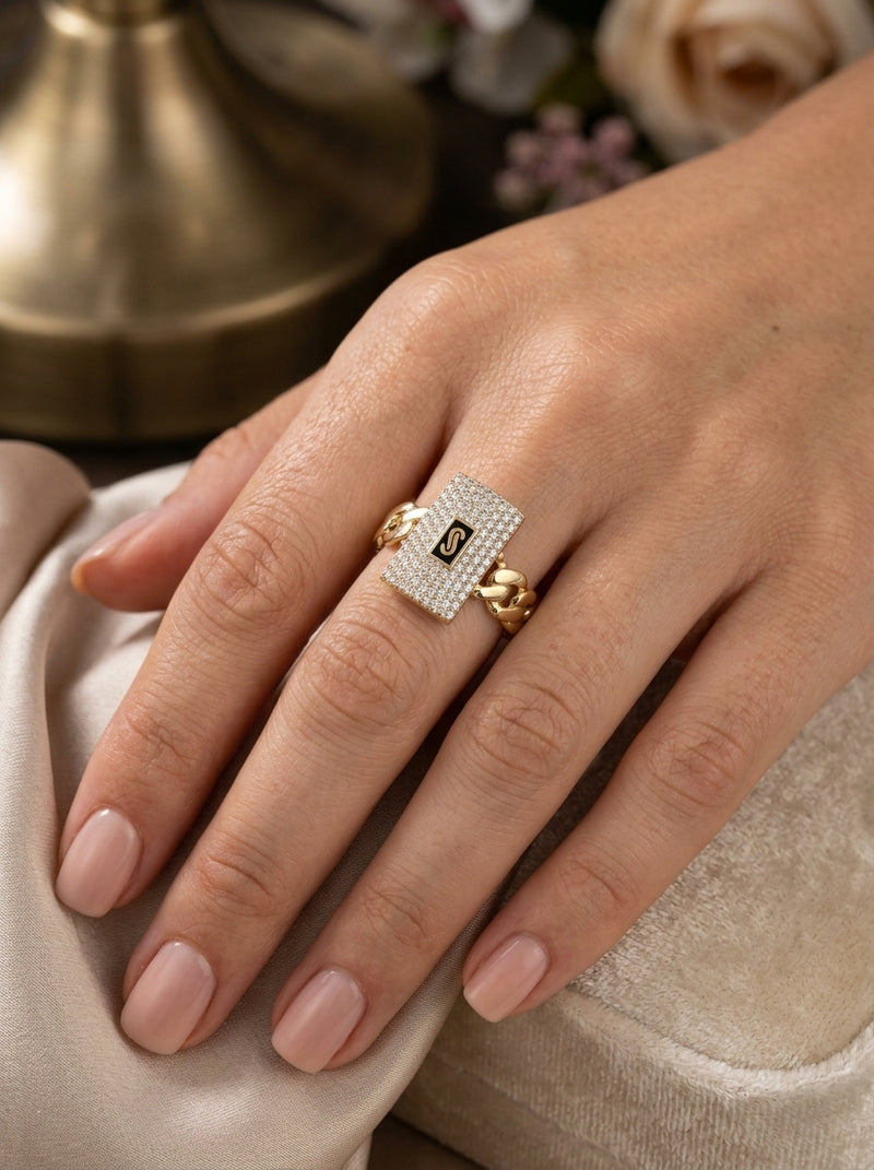 Anillo de oro 14k Mónaco Chain Classic pavé mod 5895