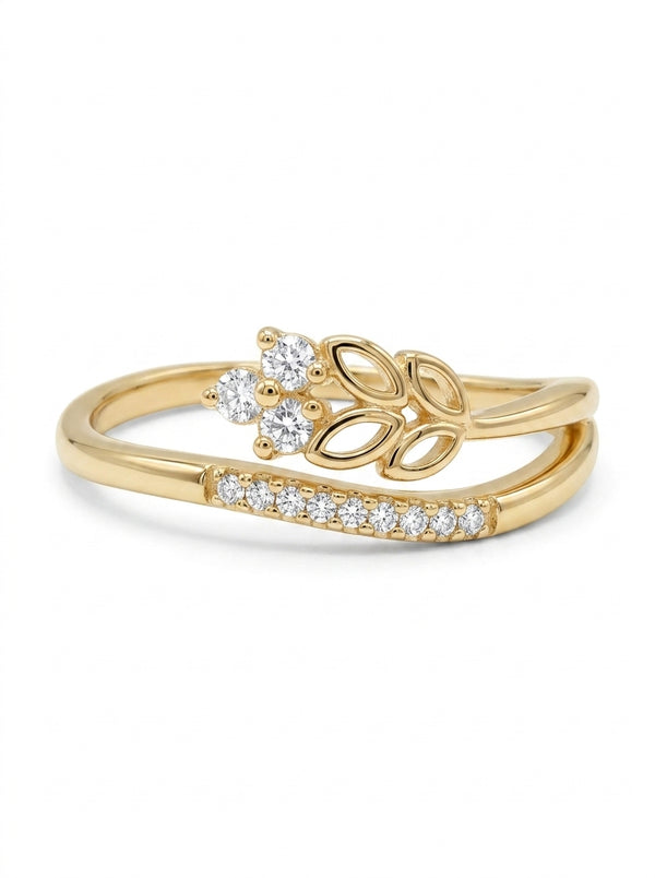 Anillo de oro 14k diseño de guirnaldas  con circonias mod 5587