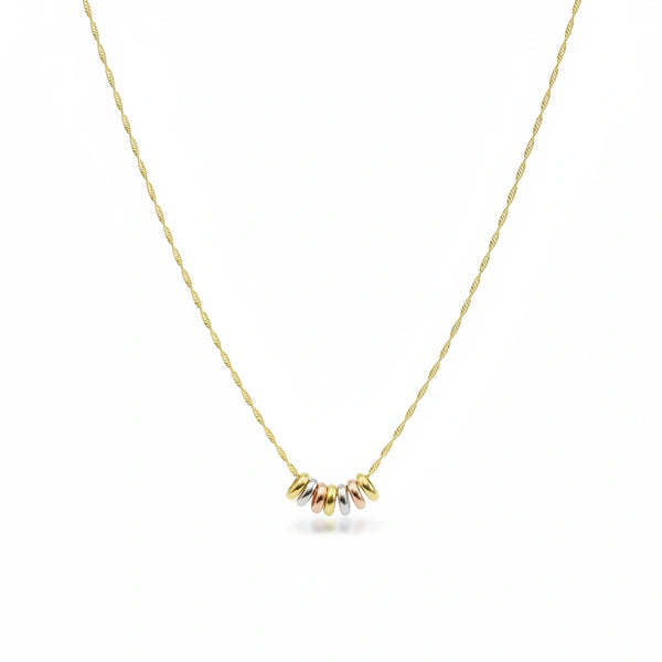Gargantilla de aros de la suerte de oro 14k