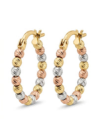 Arracadas de oro florentino 14k diseños de bolitas Mod 5557 - 2 cm