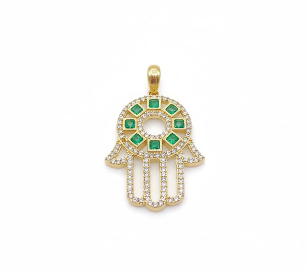 Dije mano de Fátima de oro 14k con incrustaciones de circonias Mod.4414