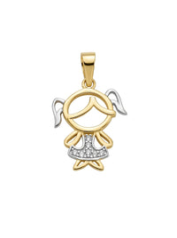 Dije de oro 14k ‎ diseño de niña bicolor LM5232 - 1.5 cm