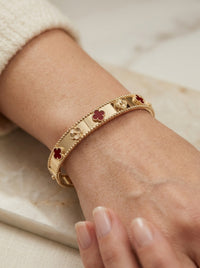 Brazalete de oro 14k diseño de tréboles mod 5757 - 18 cm