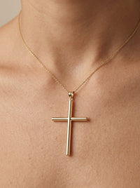 Cruz lisa de oro 14k mod 5516 - 4 cm