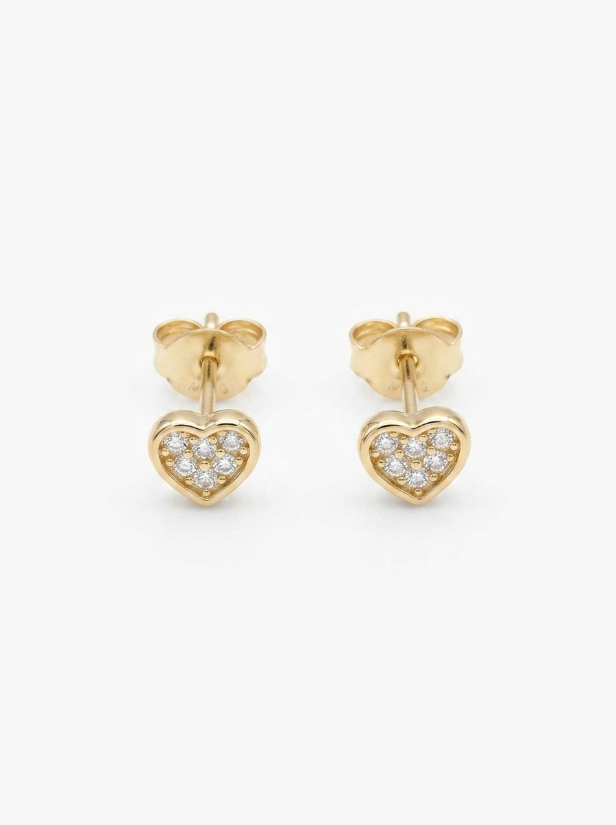 Aretes de oro 14K diseño de corazón con circonias Mod LM5422