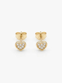 Aretes de oro 14K diseño de corazón con circonias Mod LM5422