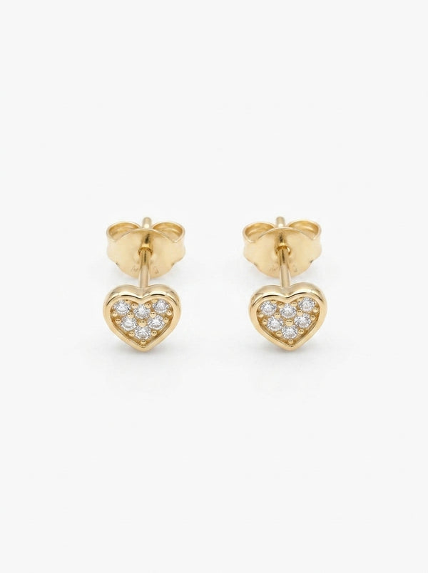 Aretes de oro 14K diseño de corazón con circonias Mod LM5422