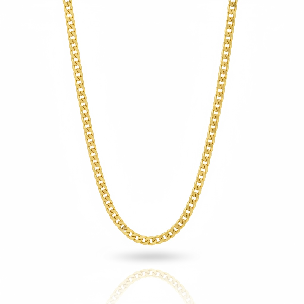 Cadena de oro 14k tejido cubano - 4 mm Caballero