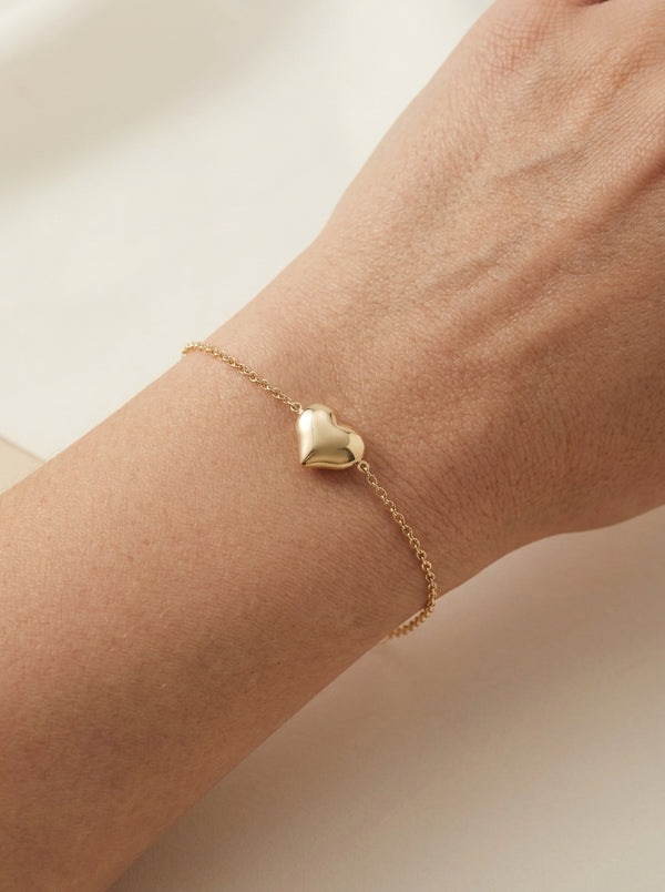 Pulsera de oro 14k diseño de corazón con eslabón Mod 5566 18 cm