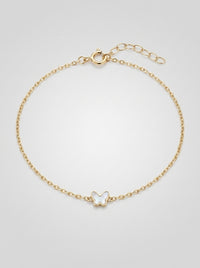 Pulsera de oro 14k diseño de mariposa de madre perla 5603- 18 cm