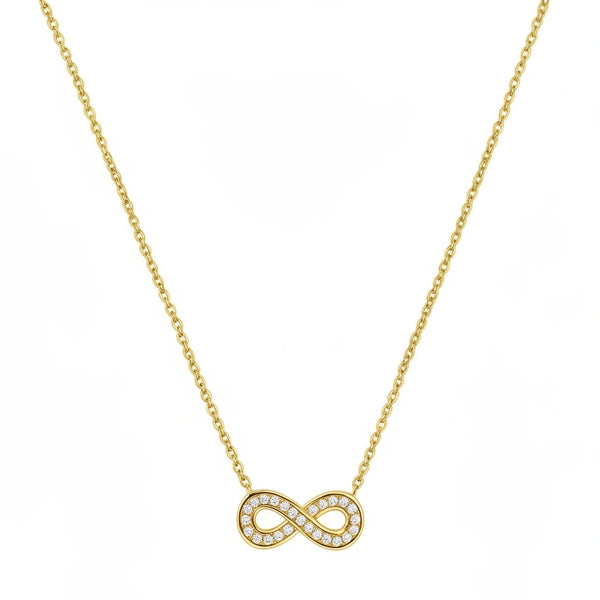Gargantilla de infinito de oro 14k con incrustaciones de circonias 45 cm