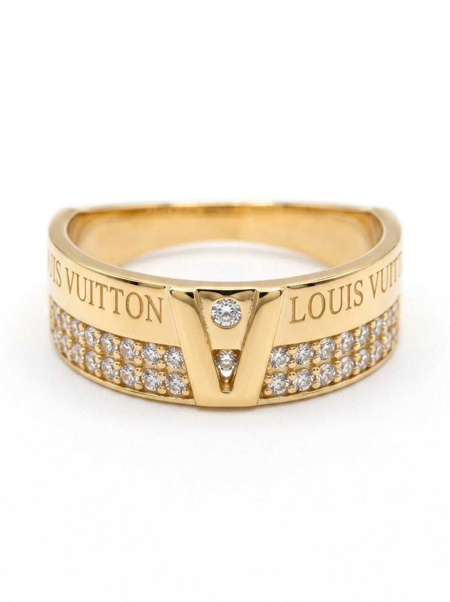 Anillo de oro 14k tipo diseñador con circonias mod 5747