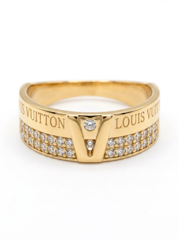 Anillo de oro 14k tipo diseñador con circonias mod 5747