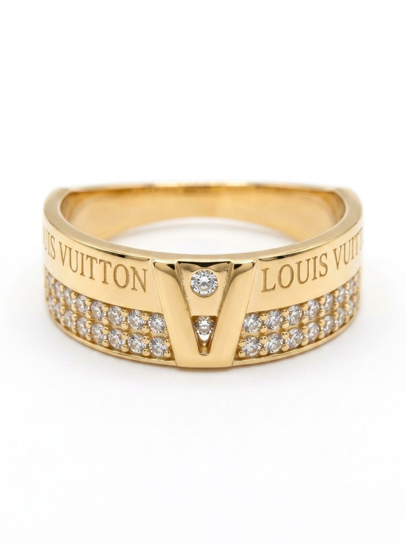 Anillo de oro 14k tipo diseñador con circonias mod 5747