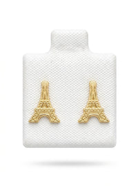 Broquel de oro 10k diseño torre Eiffel Mod LM5187 ( de bolitas)