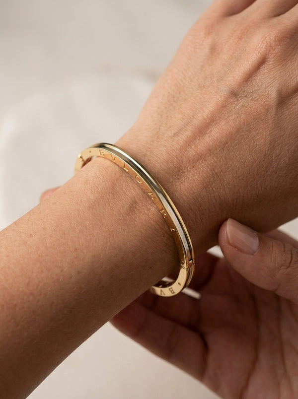 Brazalete 14k tipo diseñador bicolor mod 5717 - 17 cm x 5mm