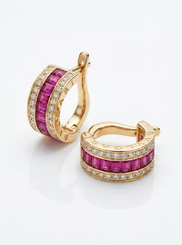 Huggies de oro 14k tipo diseñador con circonias mod 5761
