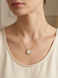 Gargantilla de oro 14k diseño de flor de madre perla Mod. LM5287 - 45 cm