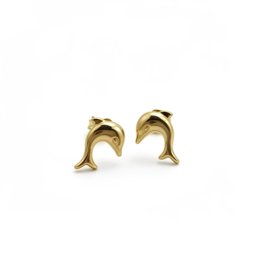 Aretes de delfines de oro 14k