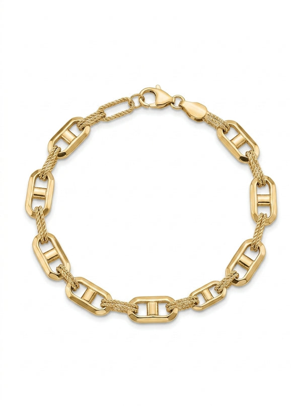 Pulsera de oro 14k tipo diseñador mod 5575 - 18 cm