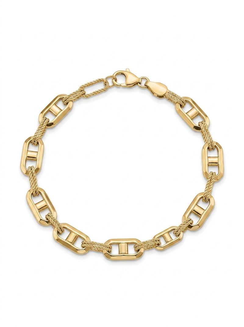 Pulsera de oro 14k tipo diseñador mod 5575 - 18 cm