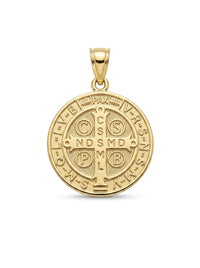 Medalla de oro 14k diseño San Benito hueca Mod LM5289 - 1.5 cm