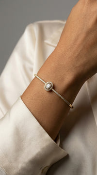 Brazalete de oro 14k con circonias - 17 cm