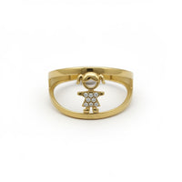 Anillo con figura de niña de oro 14k incrustaciones de circonias