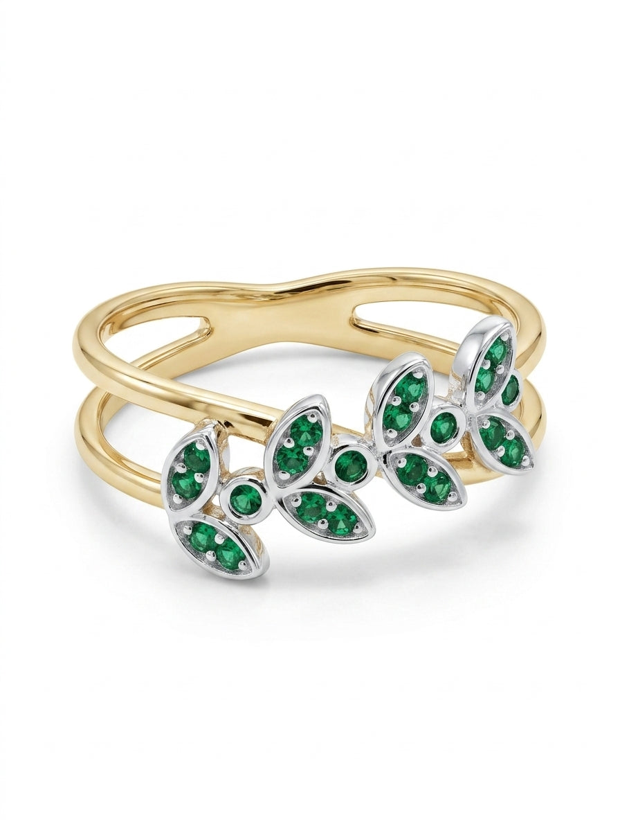 Anillo de oro 14k diseño de guirnaldas  bicolor mod 5585