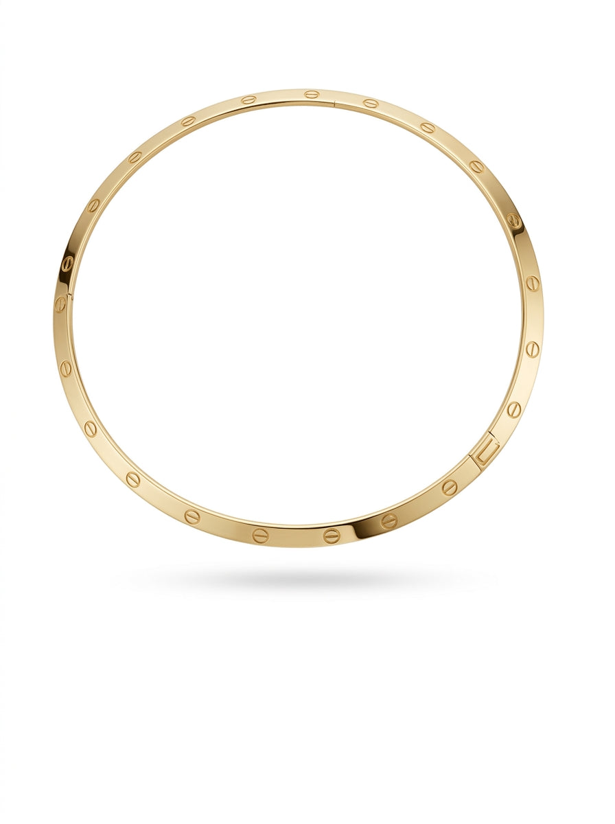 Gargantilla rígida de oro 14k tipo diseñador hueca Mod LM5195 - 40 cm