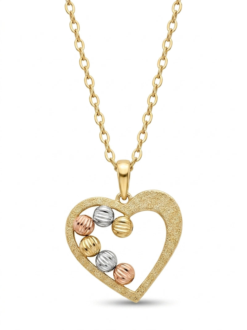 Gargantilla de oro 14k diseño de corazón con bolitas mod 5593 - 45 cm