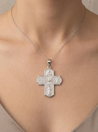 Dije de oro blanco 14k diseño de la cruz milagrosa Mod 5440 - 2.5 cm