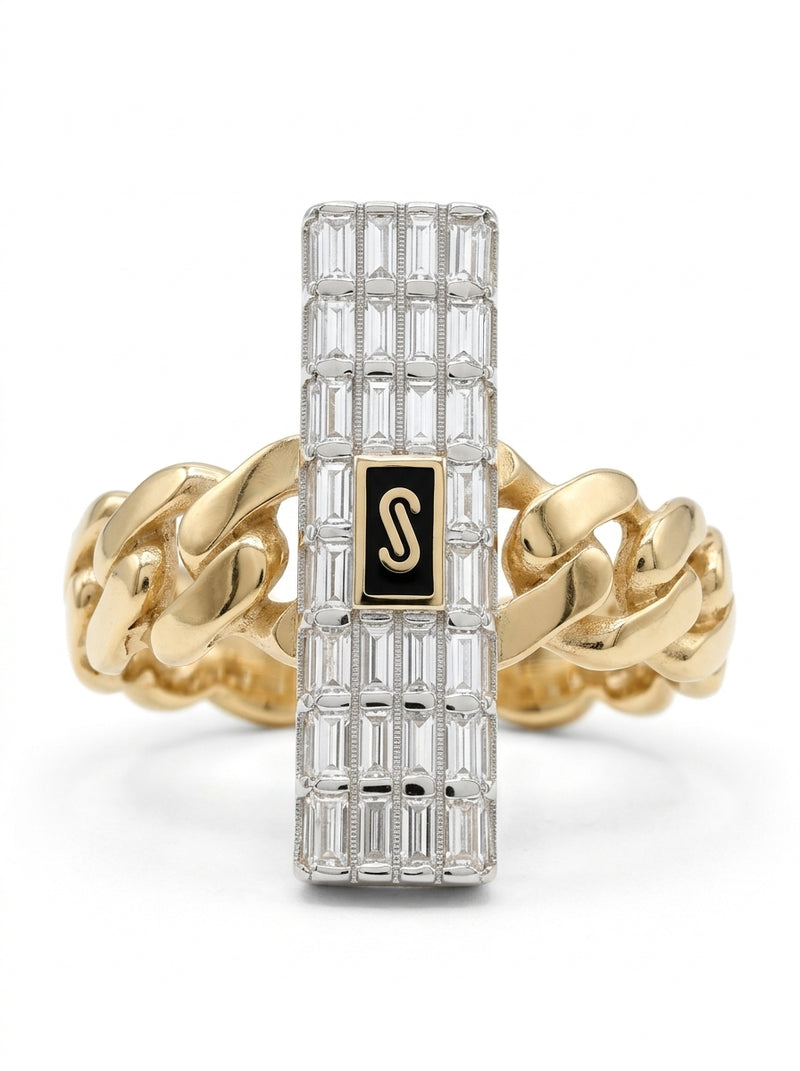 Anillo de oro 14k Mónaco Chain Classic Baguette mod 5891