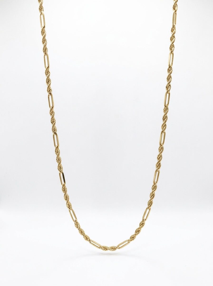 Cadena de oro 14k tejido torsal fígaro hueca Mod 5964 - 3 mm
