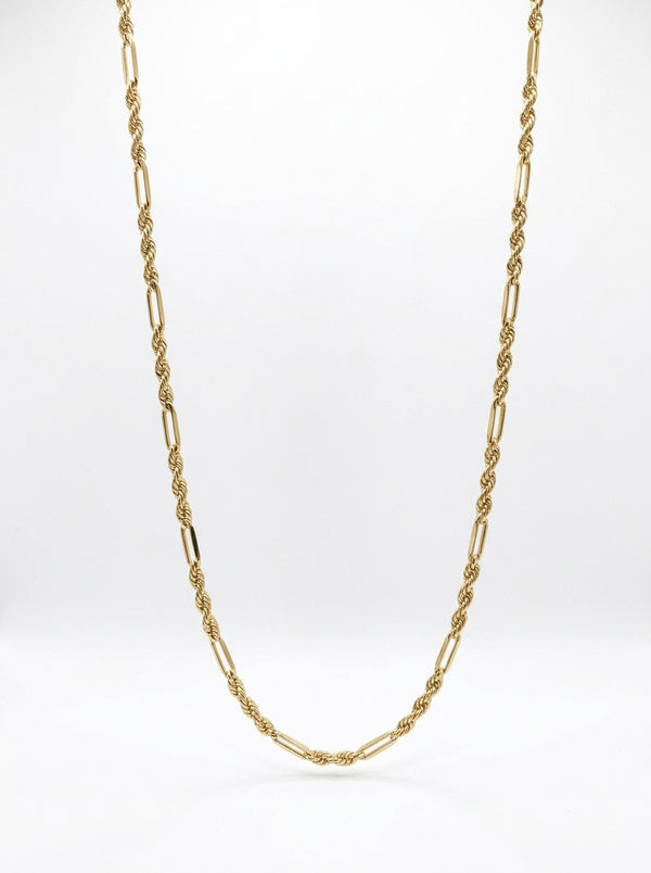 Cadena de oro 14k tejido torsal fígaro hueca Mod 5964 - 3 mm