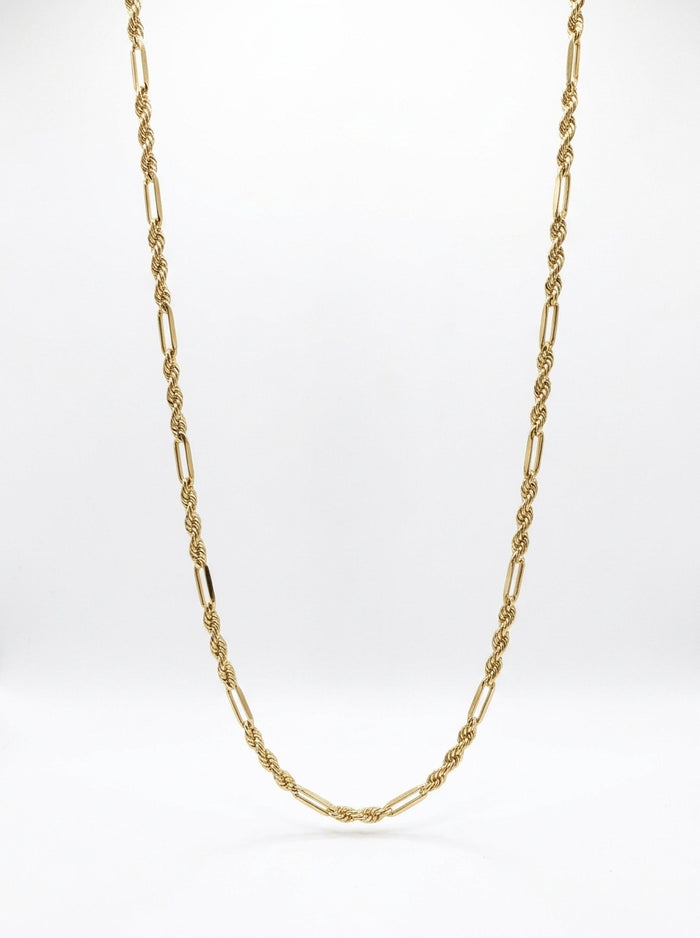 Cadena de oro 14k tejido torsal fígaro hueca Mod 5964 - 3 mm