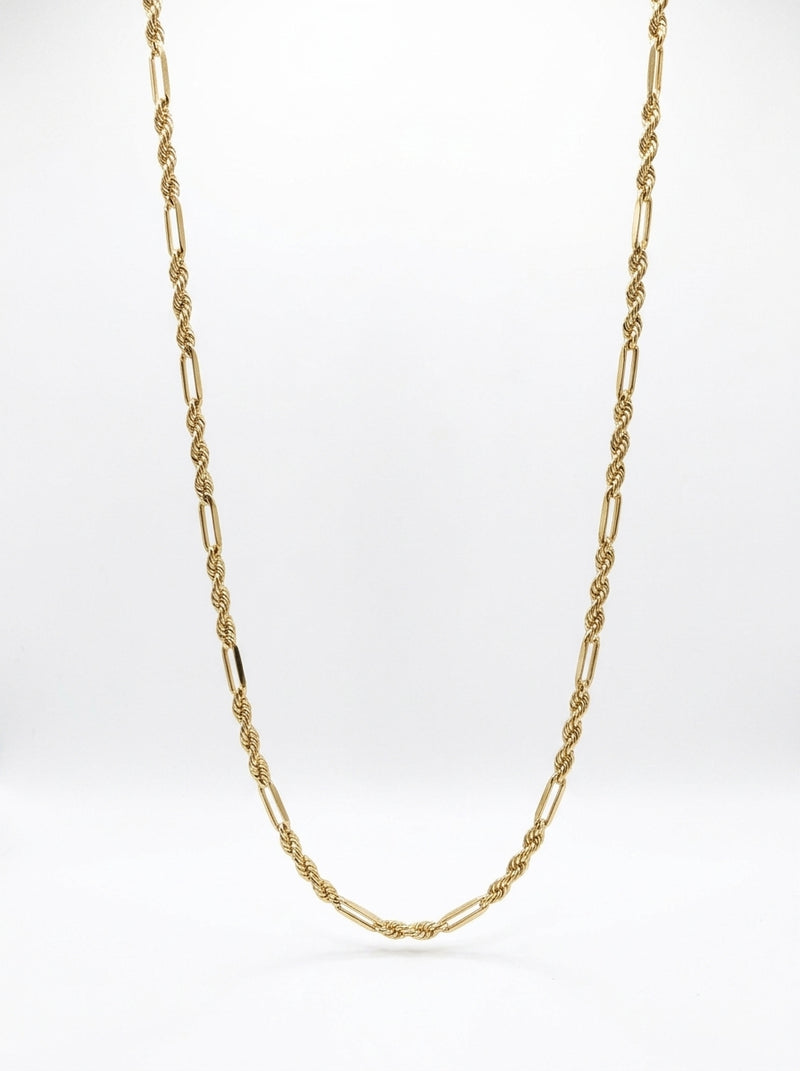 Cadena de oro 14k tejido torsal fígaro hueca Mod 5964 - 3 mm